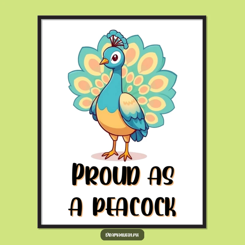 Free Printable Wall Art: Proud Peacock Displaying Feathers, Funny Downloadable Decor for a Bold Space