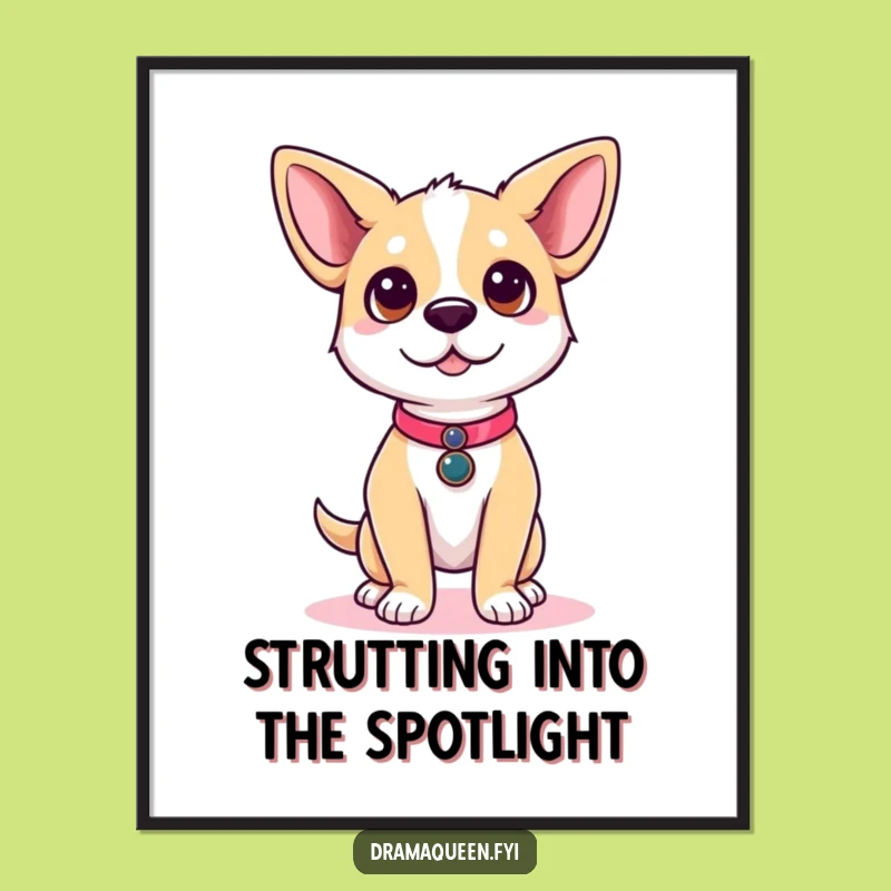 Funny Free Printable Dog Wall Art - Runway Pose Pup, Downloadable Fashion Decor Gift