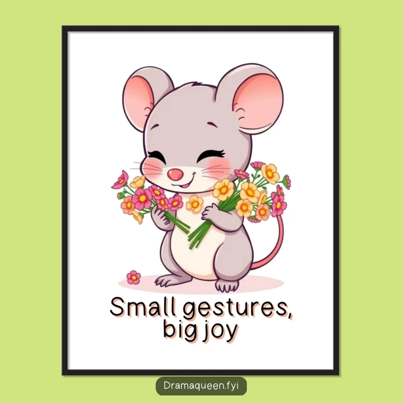 Funny Free Printable Mouse Flower Art - Cheerful & Charming Downloadable Decor