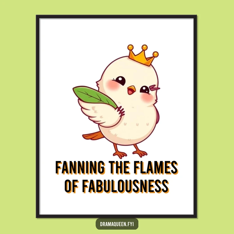 Funny Free Printable Wall Art: Dramatic Bird Fanning Crown - Quirky Downloadable Decor