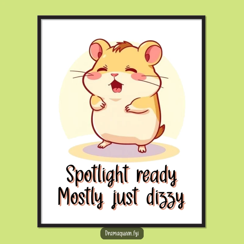 Funny Free Printable Wall Art: Flustered Hamster Spins - Downloadable Decor