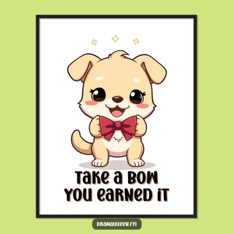 Funny Free Printable Wall Art: Gleeful Dog Bows - Downloadable Decor