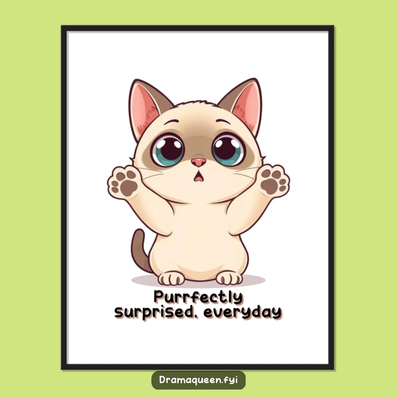 Funny Free Printable Wall Art: Surprised Siamese Cat, Quirky Downloadable Decor