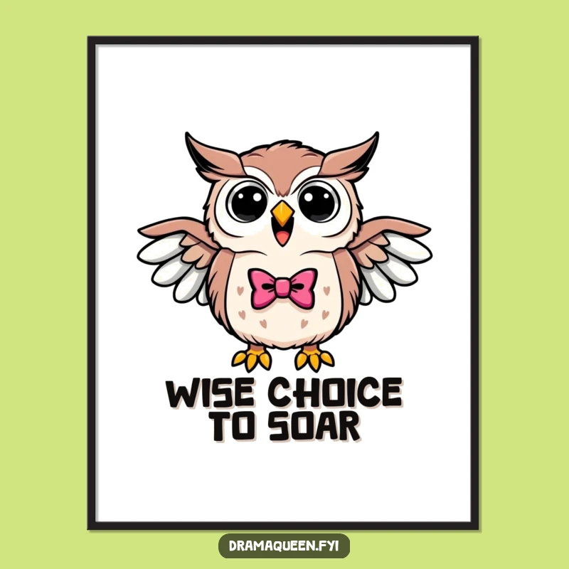 Funny Free Printable Wall Art: Triumphant Owl Bowtie - Dapper Downloadable Decor