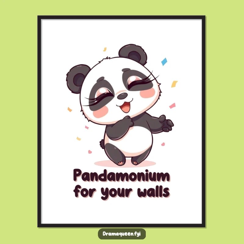 Free Printable Panda Wall Art: Funny Eyelash Panda Confetti Poster Downloadable Home Decor