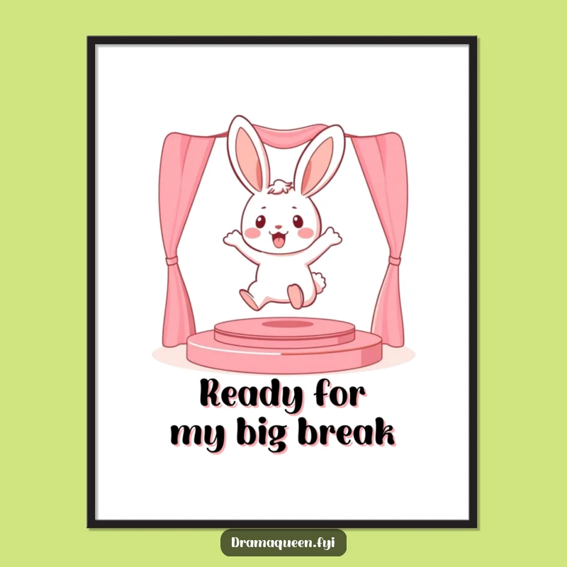 Free Printable Wall Art: Playful Bunny Leaping onto a Stage for Fun Decor