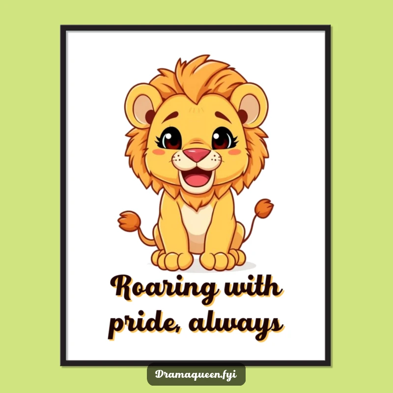 Funny Free Printable Wall Art: Regal Lion Cub, Playful Downloadable Decor