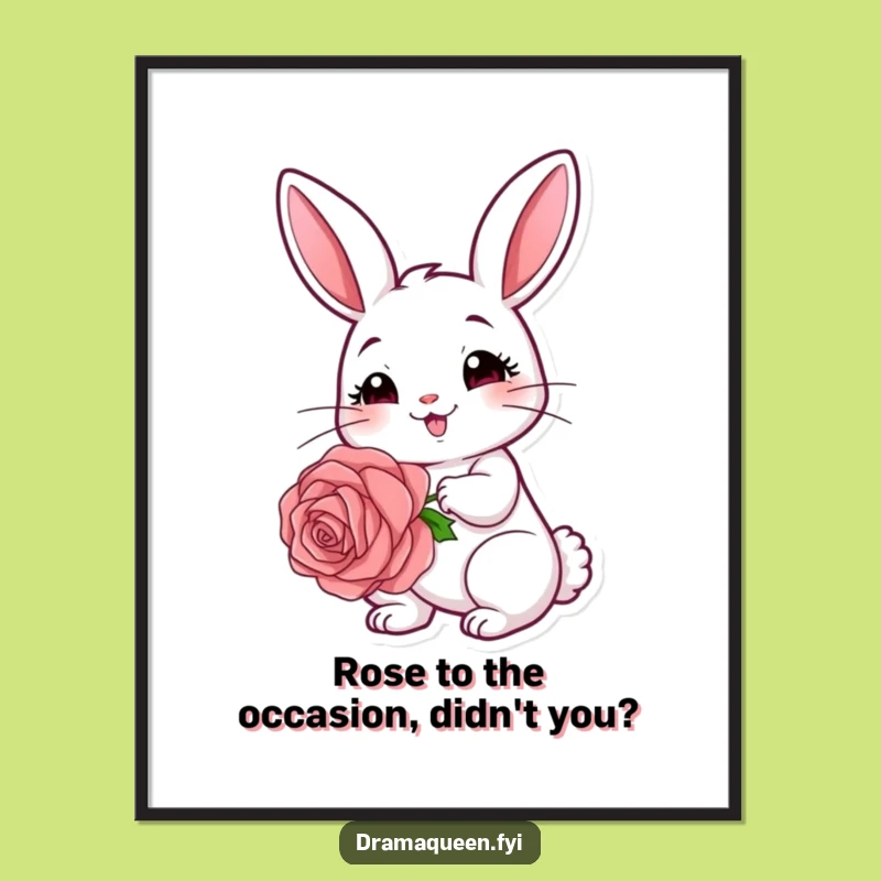 Free Printable Wall Art: Coy Rabbit Rose, Charming Downloadable Decor