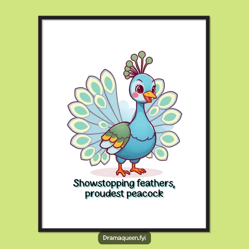 Free Printable Wall Art: Regal Peacock Fanning Feathers Funny Downloadable Decor