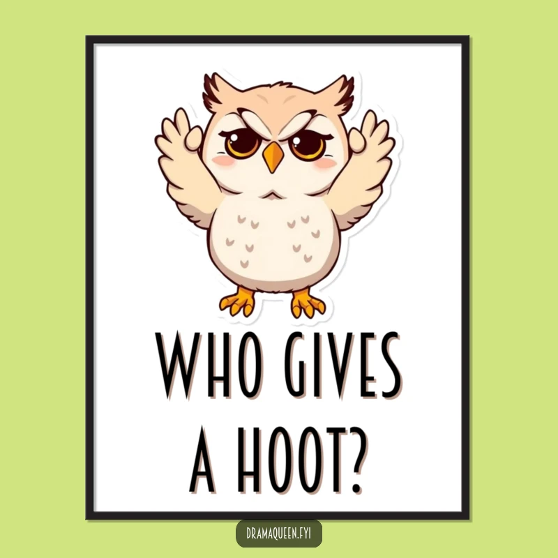 Free Printable Wall Art: Dramatic Owl Despair, Funny Downloadable Decor for a Quirky Space