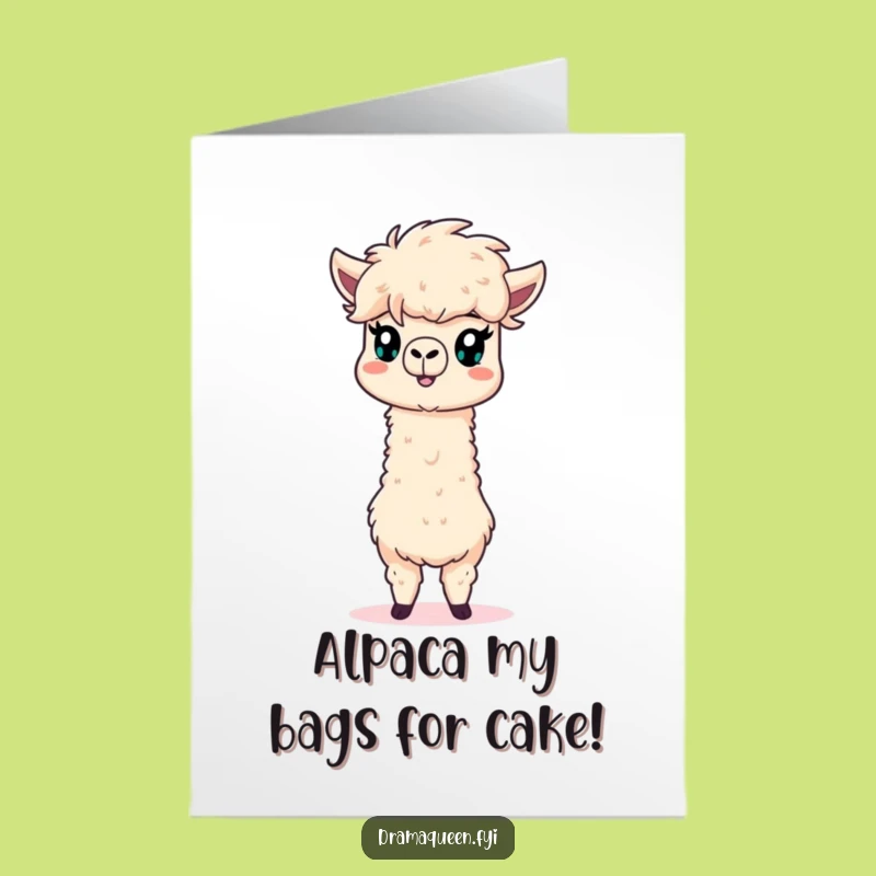Free Printable Birthday Card: Funny Alpaca Dramatic Pose - Hilarious Downloadable Gift