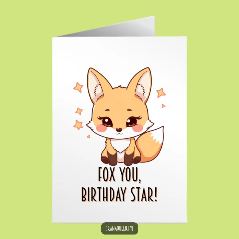 Free Printable Birthday Card: Coy Fox Eyelash Batting, Funny Downloadable Gift for Her