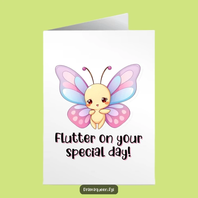 Free Printable Birthday Card: Dramatic Butterfly Pose, Fun Downloadable Gift