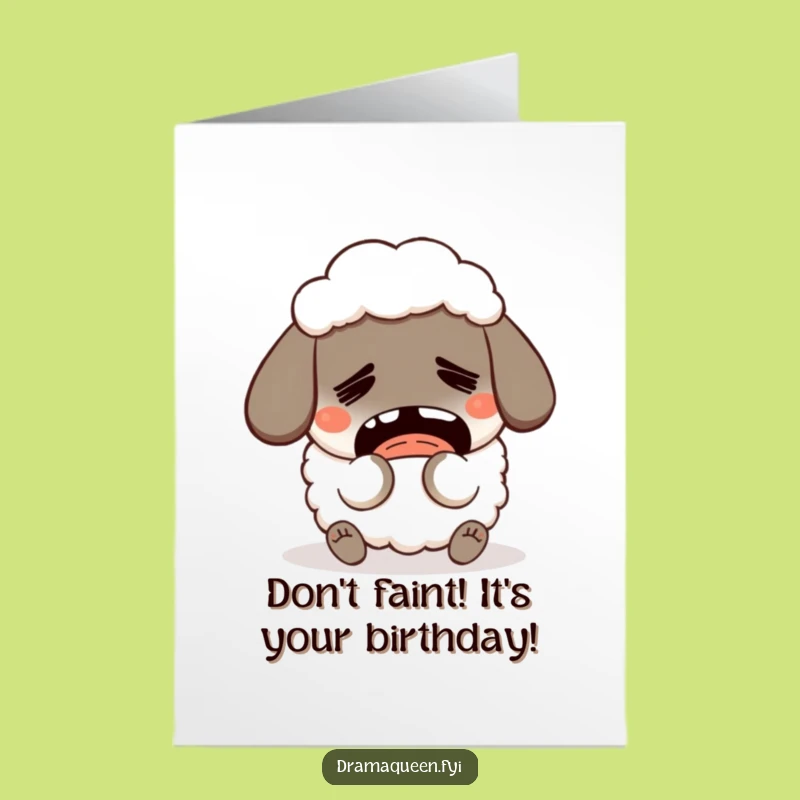 Free Printable Birthday Card: Fainting Sheep, Exaggerated Humor, Downloadable Funny Gift