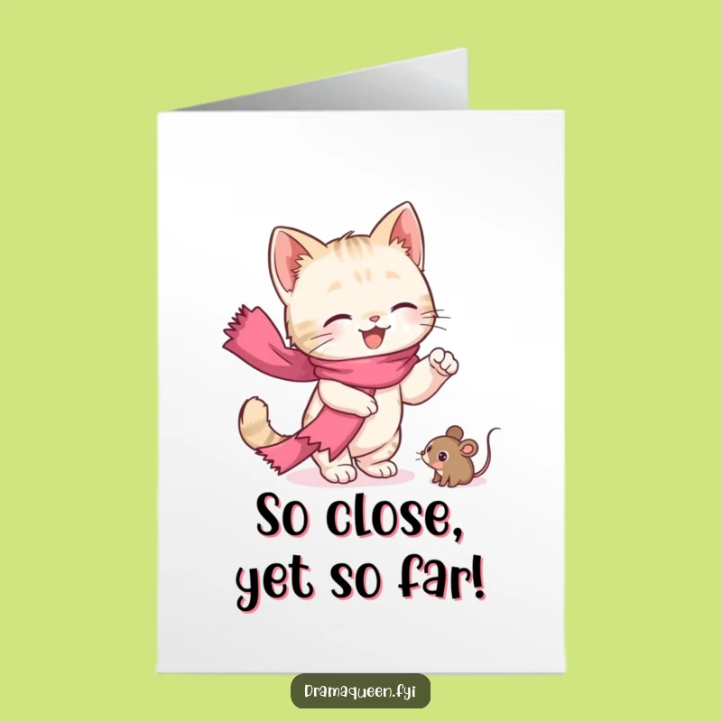 Free Printable Birthday Card: Funny Kitten Scarf Drama, Your Perfect Downloadable Gift