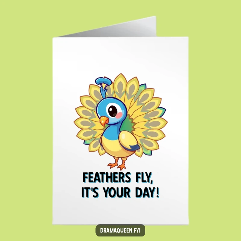 Free Printable Birthday Card: Funny Peacock Fanning Feathers, Perfect Downloadable Gift