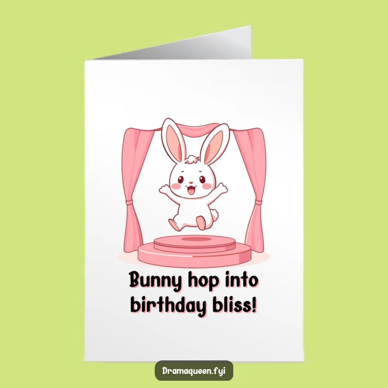 Free Printable Birthday Card: Playful Bunny Leaping for a Star Performance