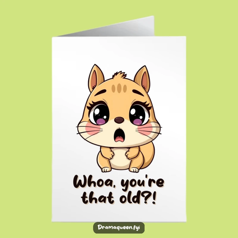 Free Printable Birthday Card: Shocked Squirrel Gasps - Funny Open Mouth Downloadable Gift