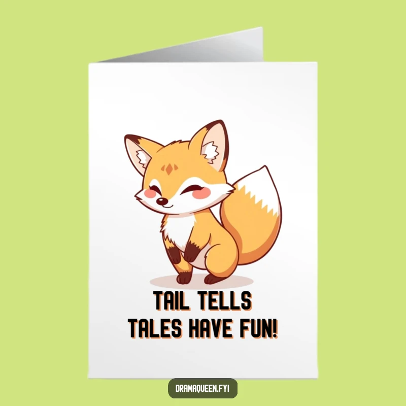 Free Printable Fox Birthday Card: Funny Tail Swish Downloadable with Joyful Smile