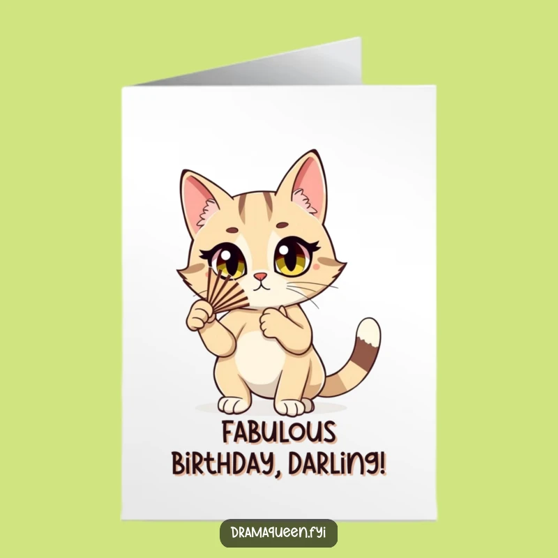 Free Printable Funny Cat Birthday Card - Dramatic Fanning Icon, Downloadable Fun Gift