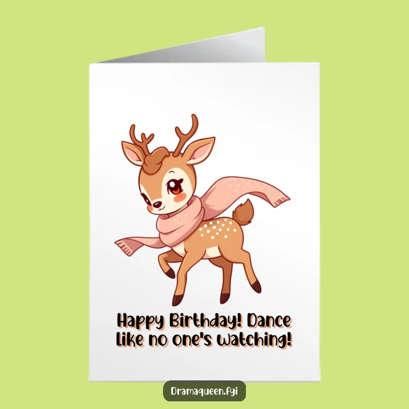 Free Printable Funny Deer Birthday Card - Graceful Twirl Downloadable Gift