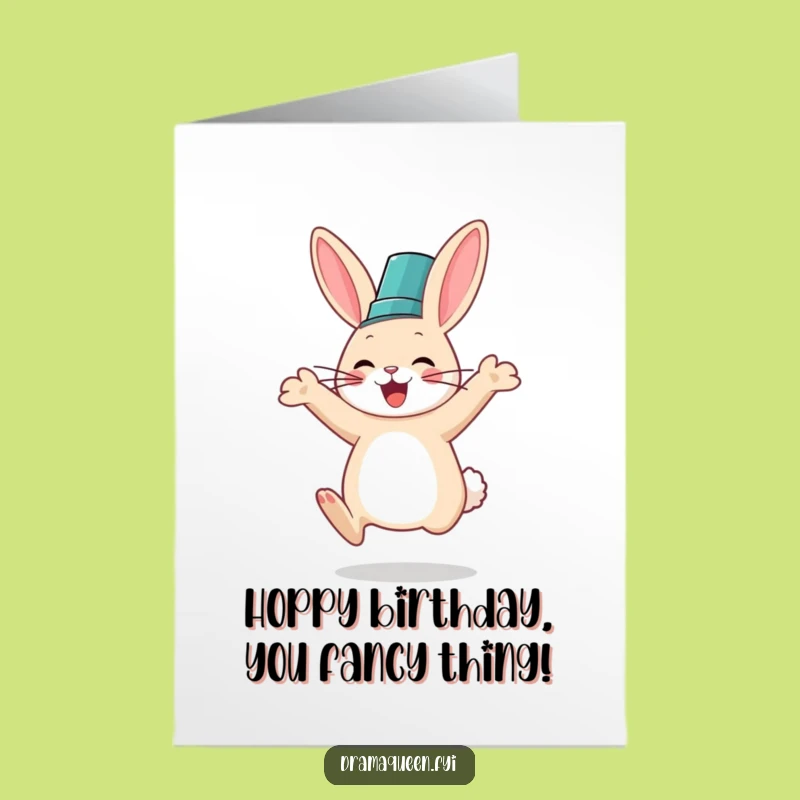 Free Printable Rabbit Birthday Card: Happy Fancy Hat Jumper Downloadable