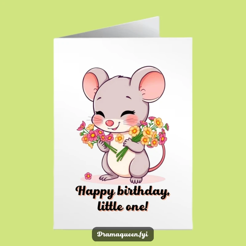 Free Printable Mouse Birthday Card - Cheerful Flowers & Funny Downloadable Gift