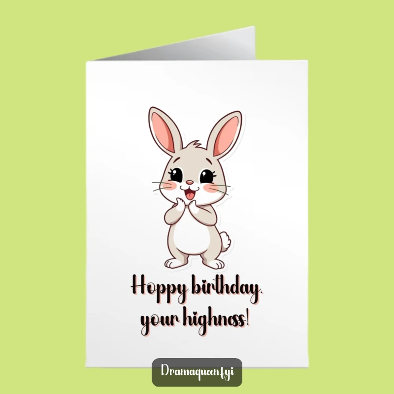 Free Printable Bunny Birthday Card - Dramatic Curtsey, Downloadable Fun Gift!