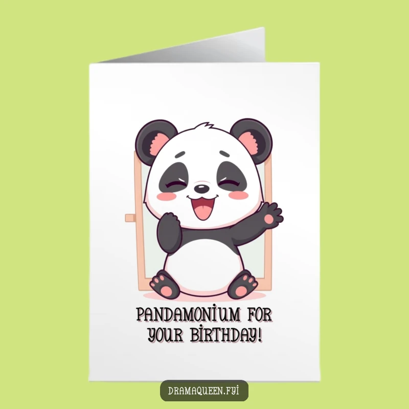 Free Printable Birthday Card: Giggling Panda Dramatic Poses Funny Downloadable Gift