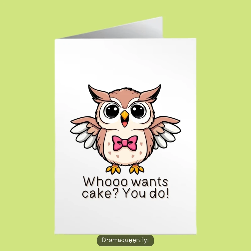 Free Printable Birthday Card: Triumphant Owl Bowtie - Loud Funny Downloadable Gift