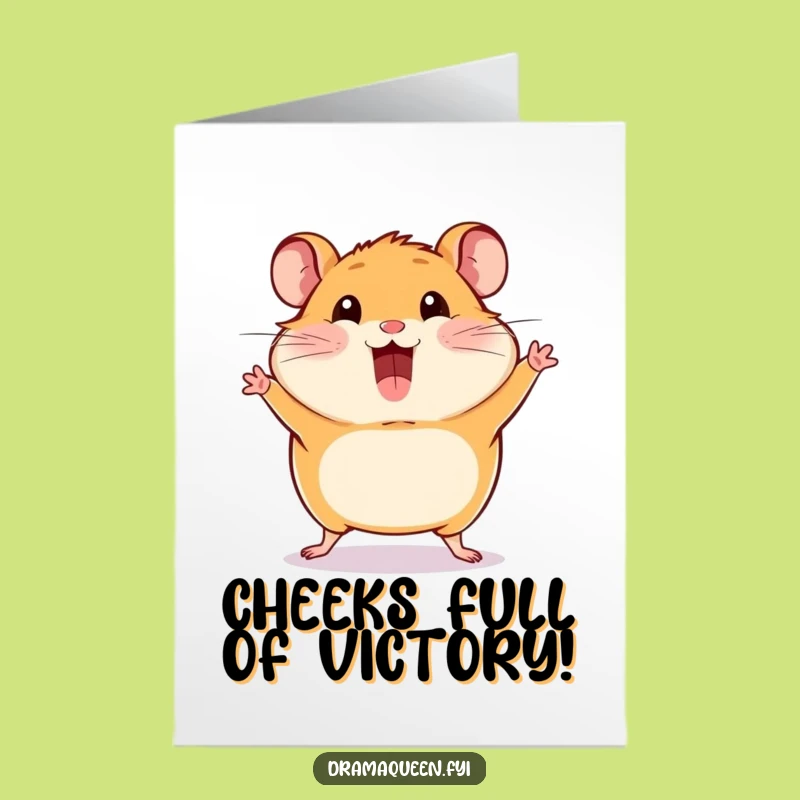 Free Printable Funny Congrats Card: Hamster Puffed Cheeks Pose Downloadable