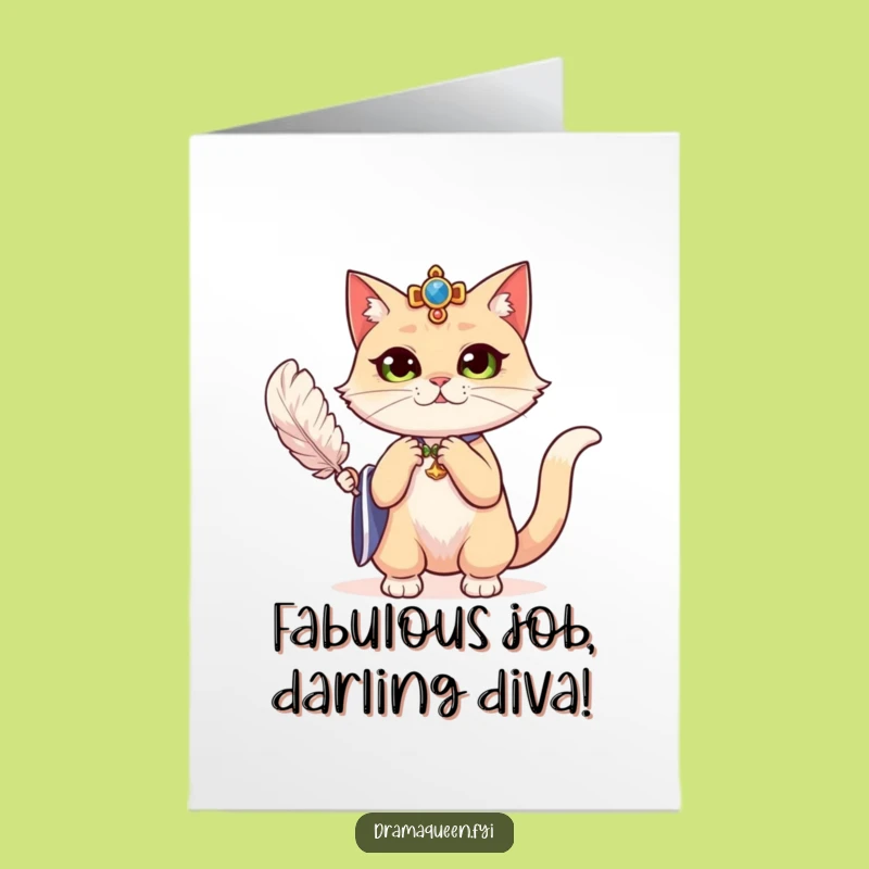 Free Printable Congrats Card: Regal Cat Fanning to Celebrate Your Triumph