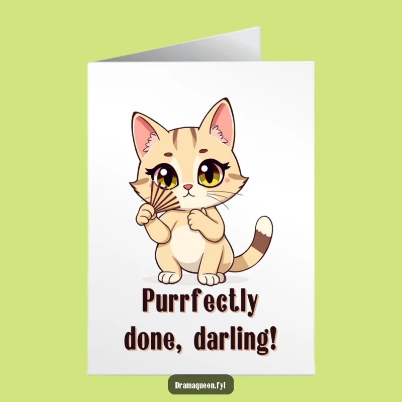 Free Printable Cat Congratulations Card - Dramatic Fan Flutter, Downloadable Success Gift