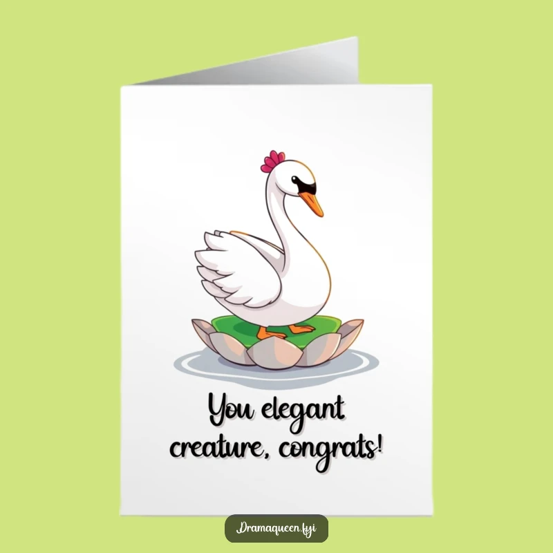 Free Printable Congrats Card: Chic Swan, Funny Achievement Downloadable Greeting for Elegant Wins