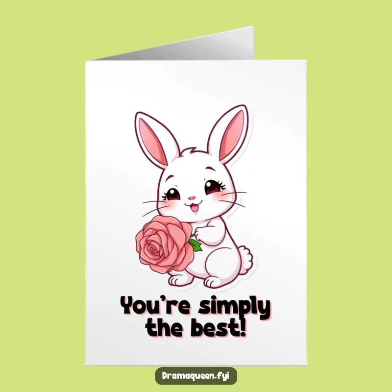 Free Printable Congrats Card: Coy Rabbit Rose, Adorable Downloadable Gift for Your Success
