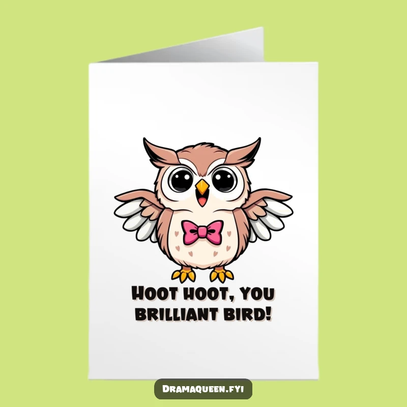 Free Printable Congrats Card: Triumphant Owl Bowtie - Loud Funny Downloadable Gift