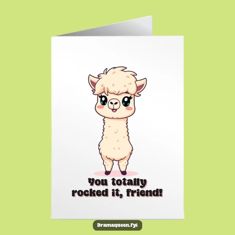 Free Printable Congratulations Card: Funny Alpaca Dramatic Pose - Hilarious Downloadable