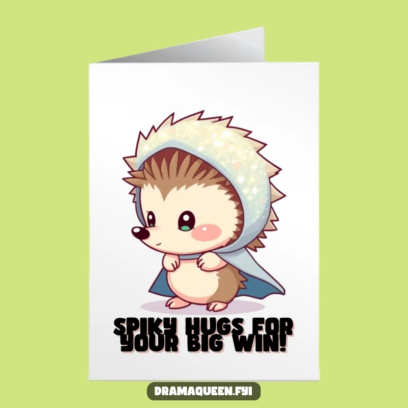 Free Printable Hedgehog Congrats Card: Shy Hero for a Confidential Victory
