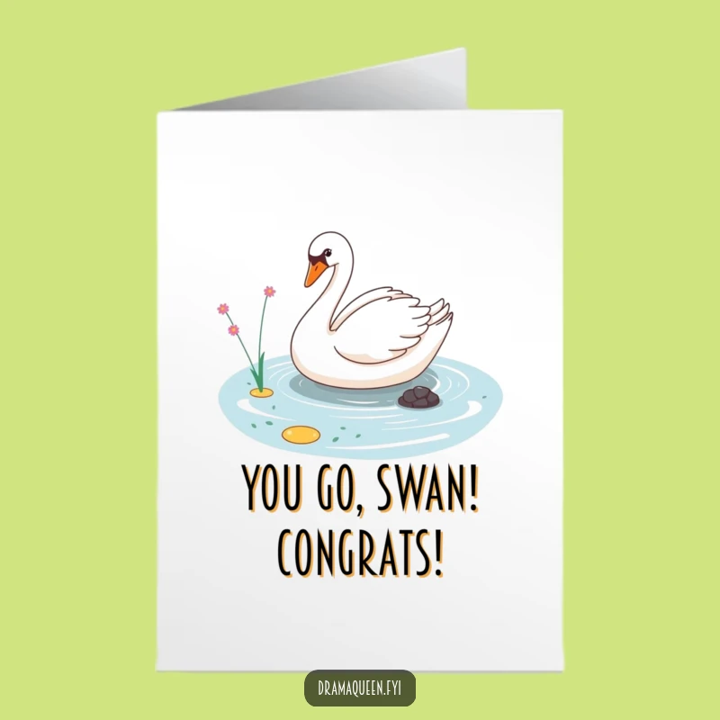 Free Printable Swan Congrats Card: Sassy Bird Celebrates, Downloadable Joy!
