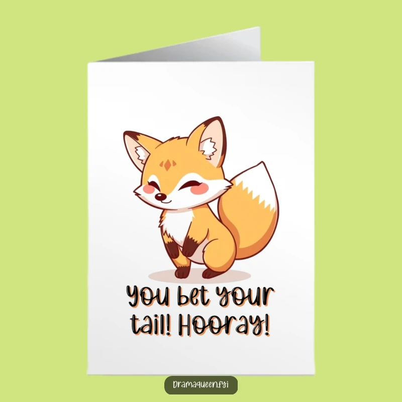 Free Printable Fox Congrats Card: Proud Tail Swish, Funny Downloadable for Any Achievement