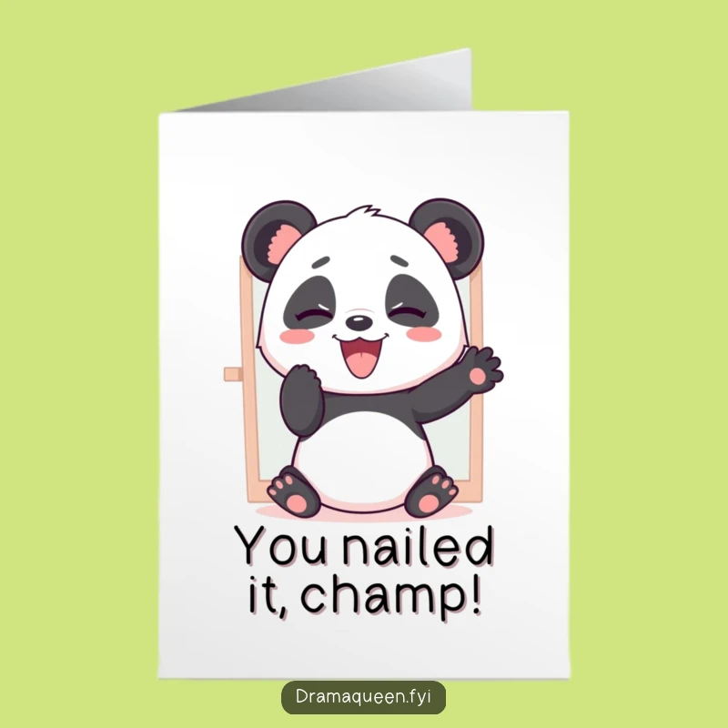 Free Printable Congratulations Card: Giggling Panda Dramatic Poses Funny Downloadable