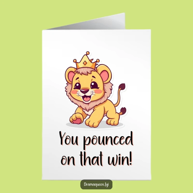 Free Printable Lion Cub Congrats Card: Crowned Pouncer Gift