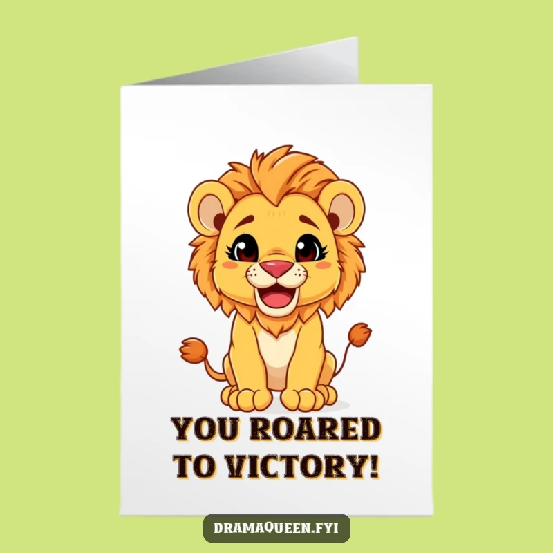 Free Printable Congrats Card: Regal Lion Cub Grin, Awesome Downloadable Gift