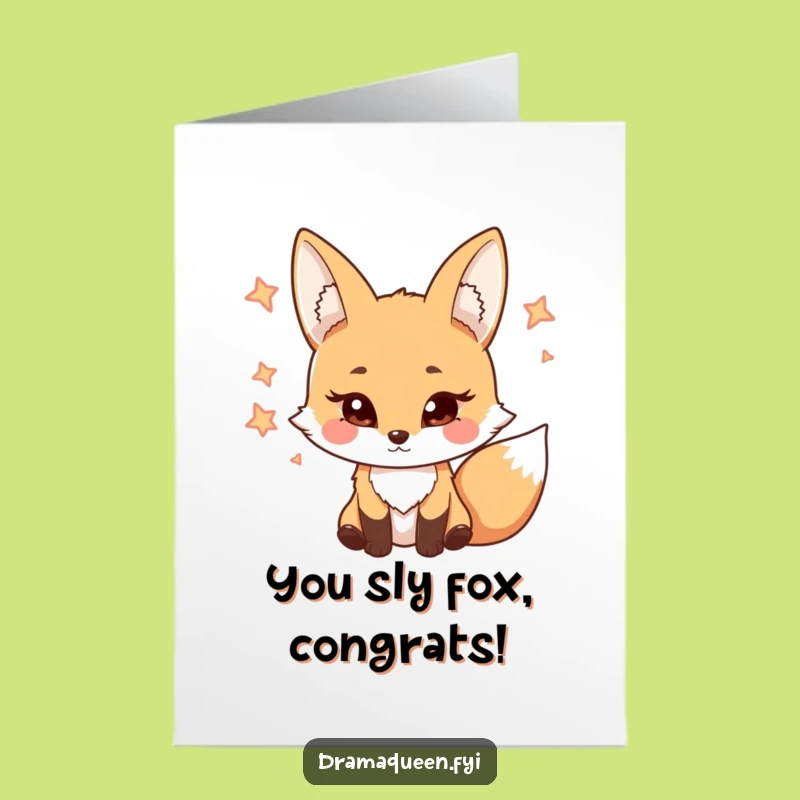 Free Printable Congrats Card: Coy Fox Eyelash Batting, Funny Downloadable Gift for Any Occasion