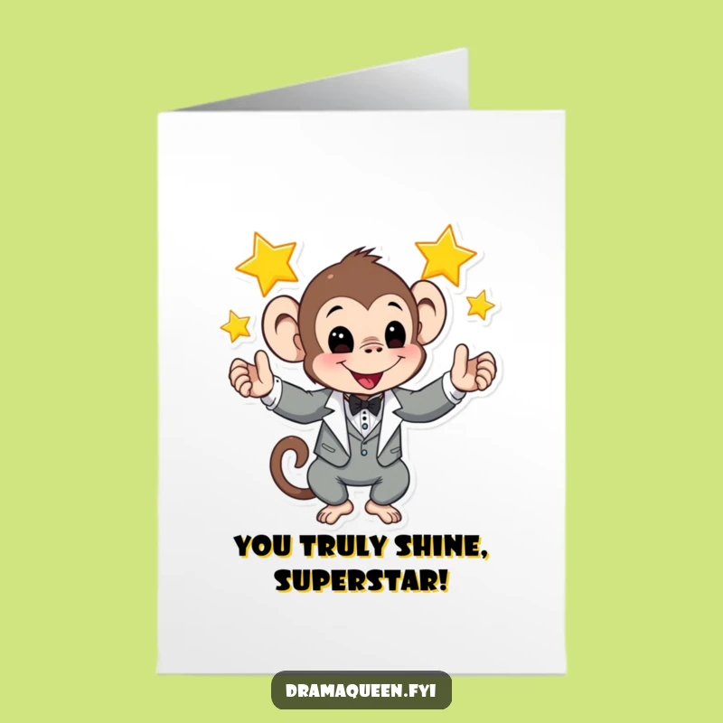 Free Printable Monkey Congrats Card: Tuxedo Juggler Stars Gift