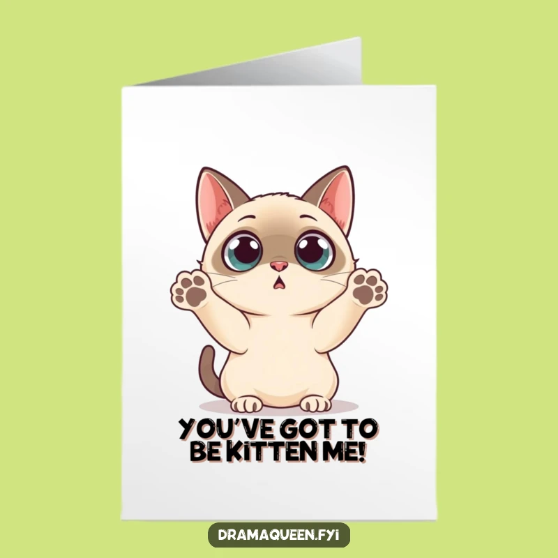 Free Printable Congrats Card: Shocked Siamese Cat, Unexpected Downloadable