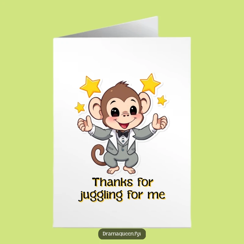Free Printable Monkey Thank You Card: Tuxedo Juggler Stars