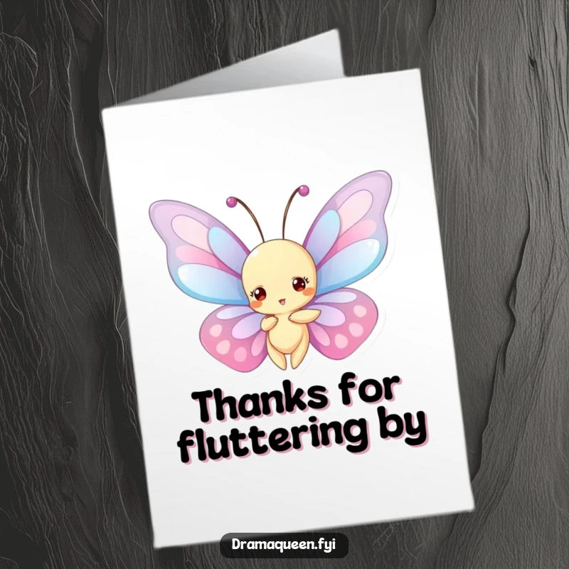 Funny Free Printable Thank You Card: A butterfly with intricately patterned, expansive wings strikes a graceful pose.