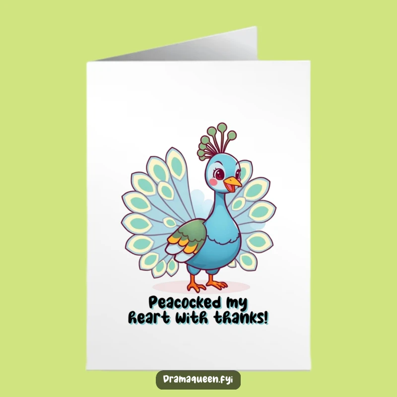 Free Printable Thank You Card: Regal Peacock Fanning Feathers Funny Downloadable
