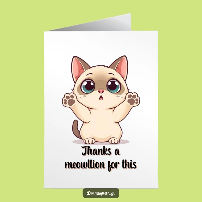 Free Printable Thank You Card: Goofy Siamese Cat, Amazing Downloadable